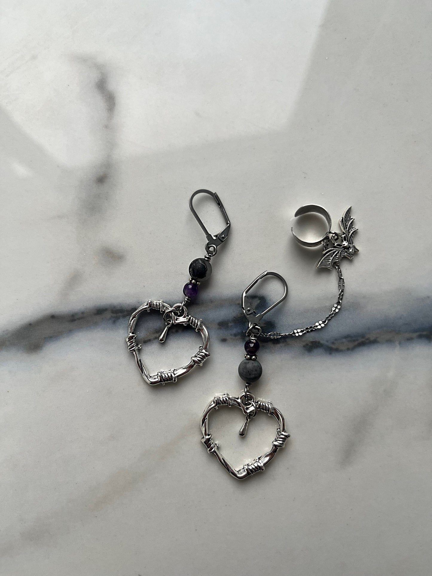 Bat and barbed wire earring cuff