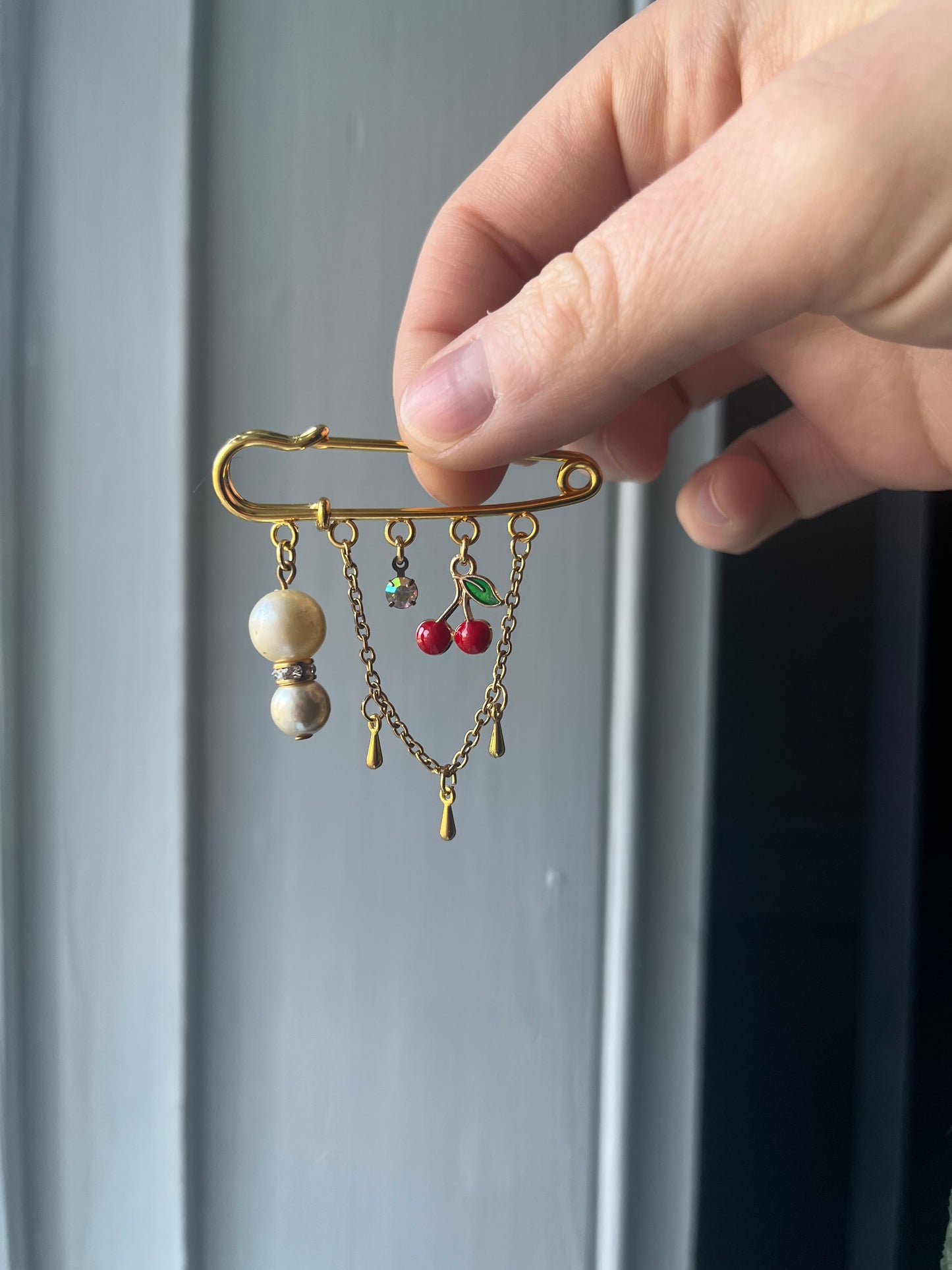 Cherry charm pin