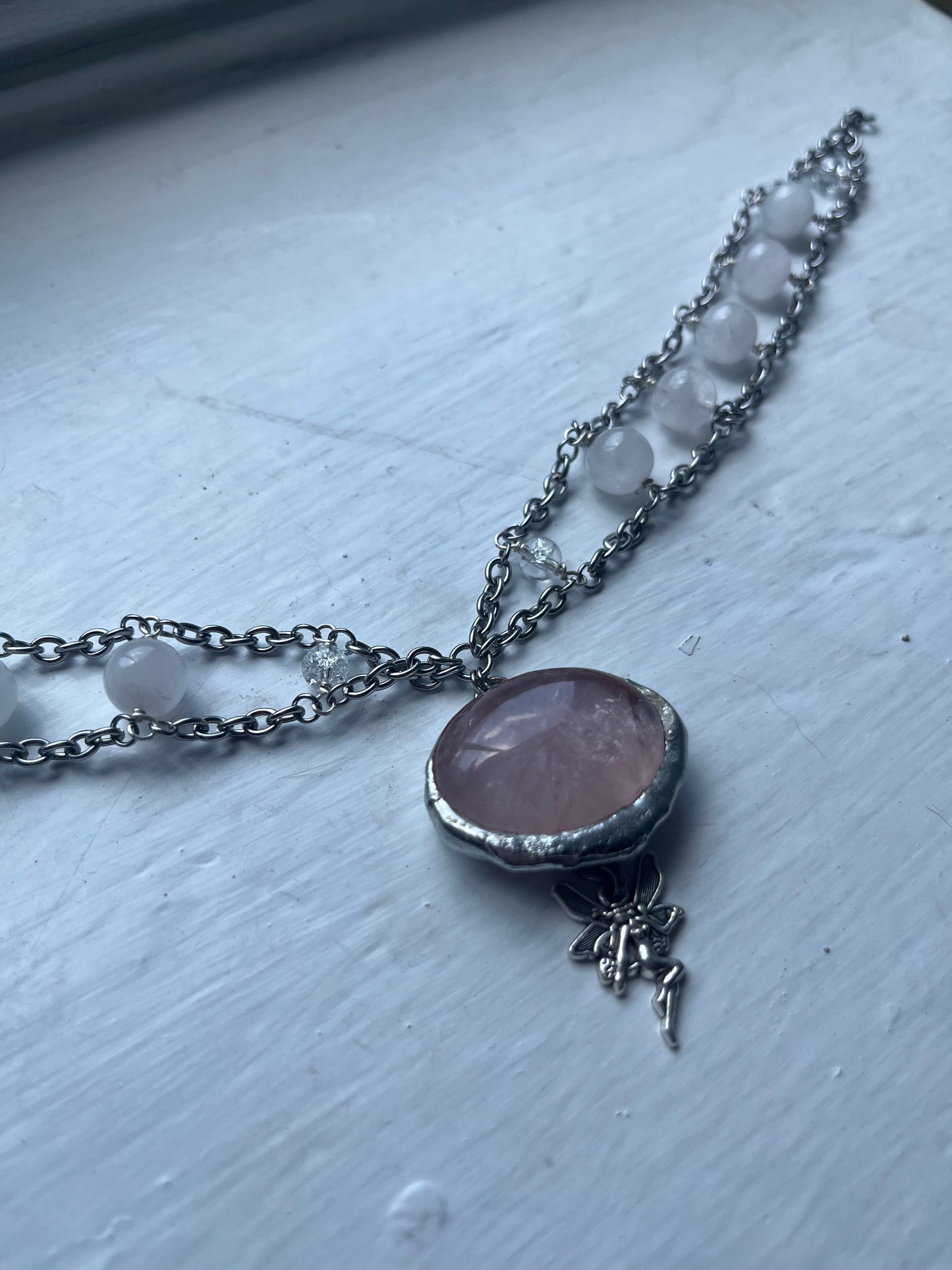 Rose quartz fairy necklace