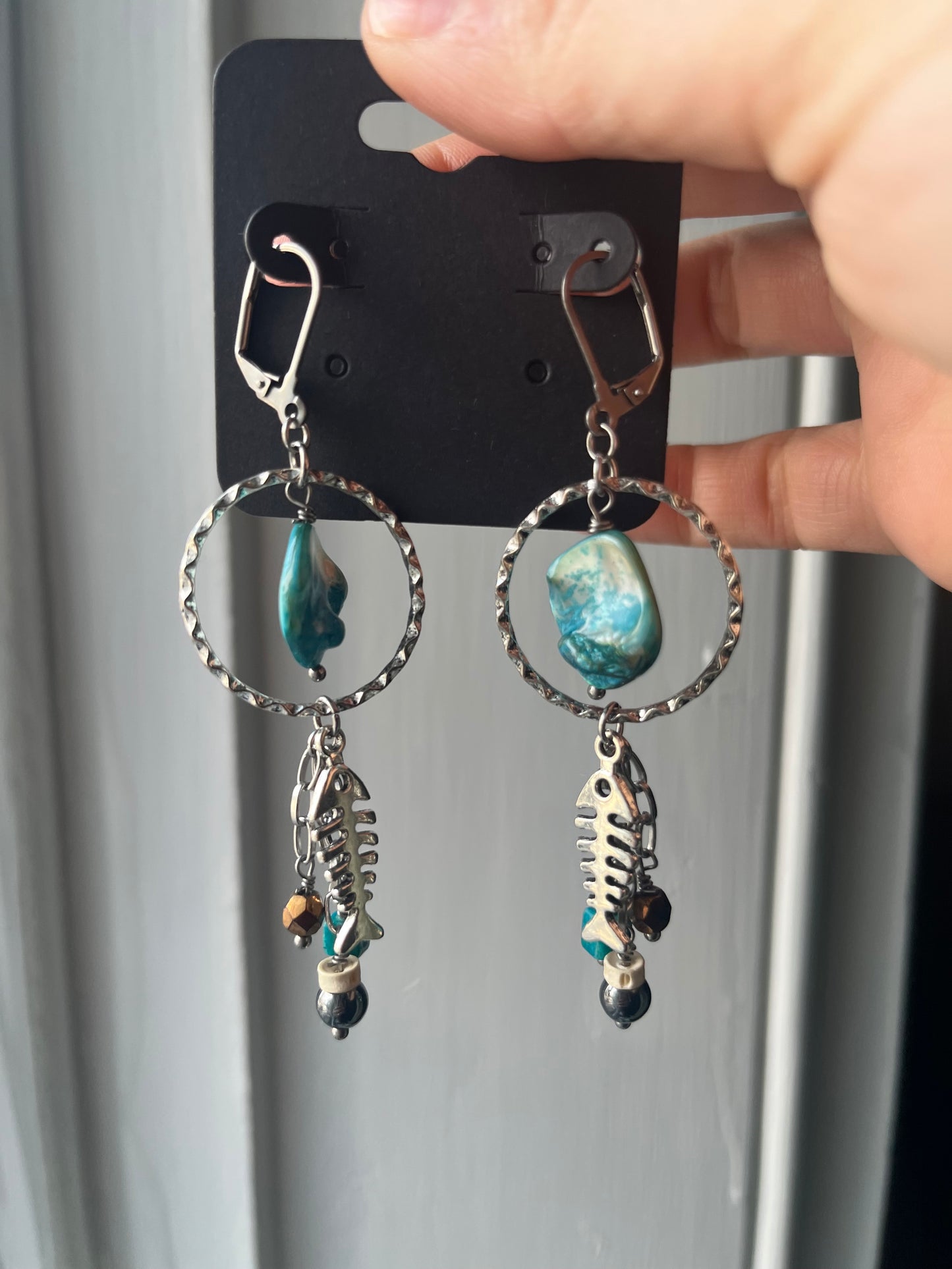 Fish bone earrings