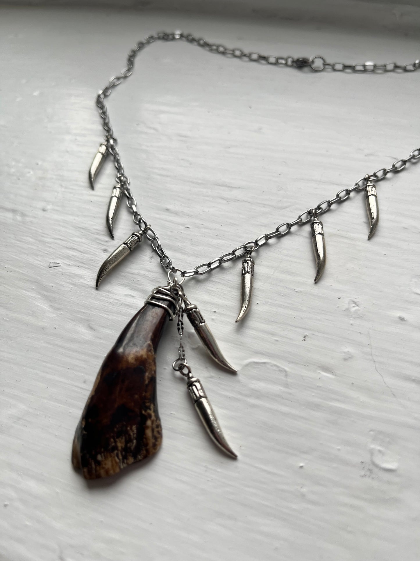 Silver buffalo necklace