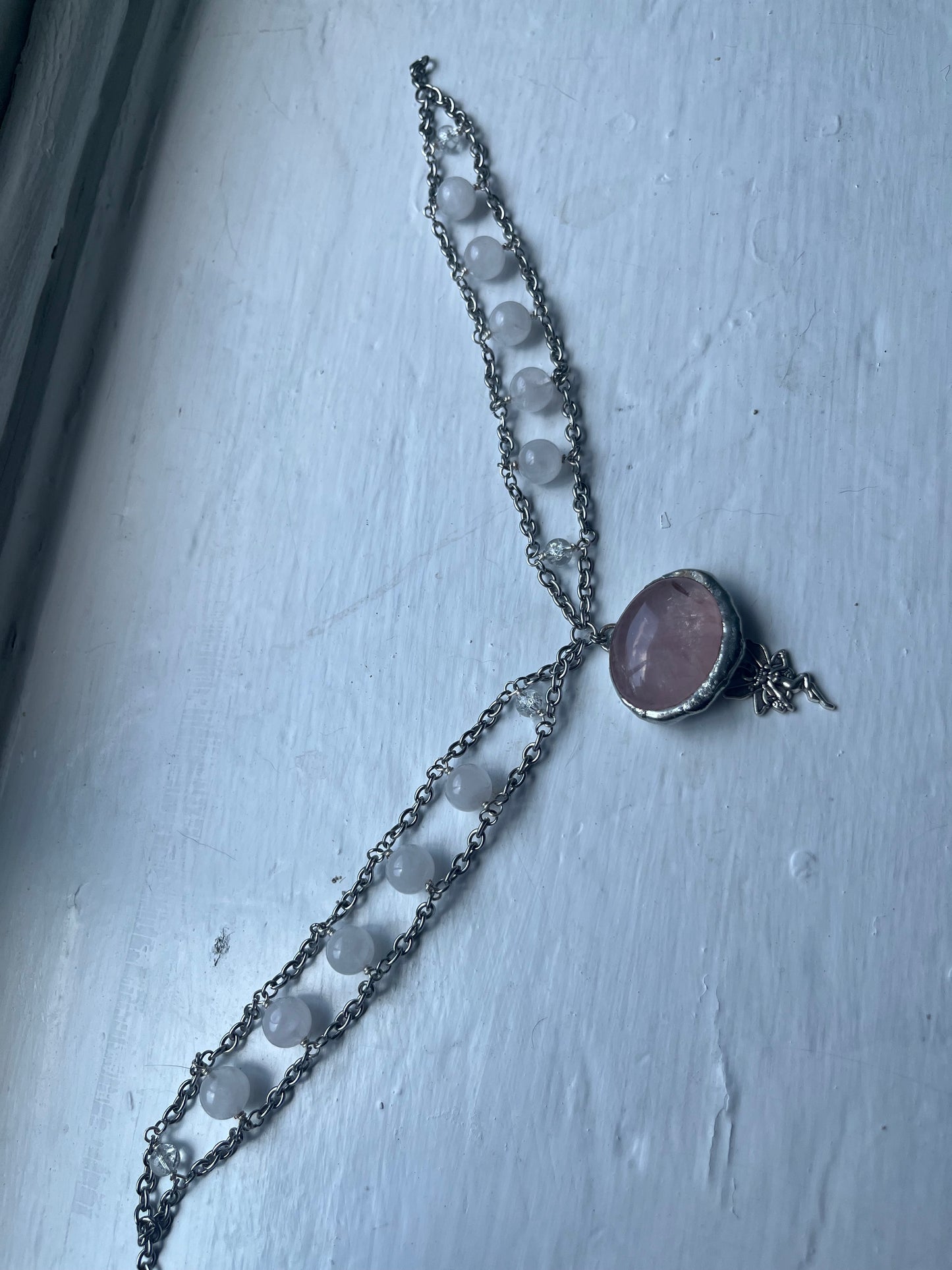 Rose quartz fairy necklace