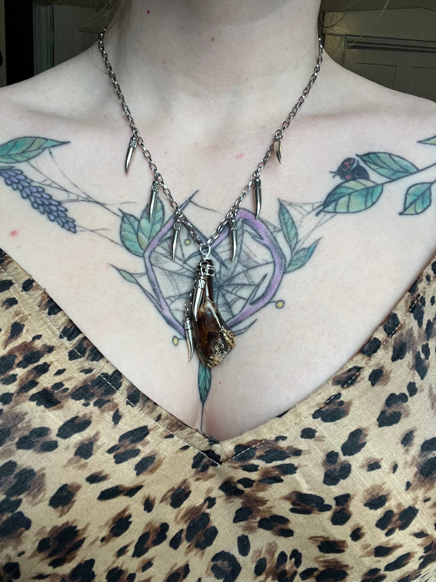 Silver buffalo necklace