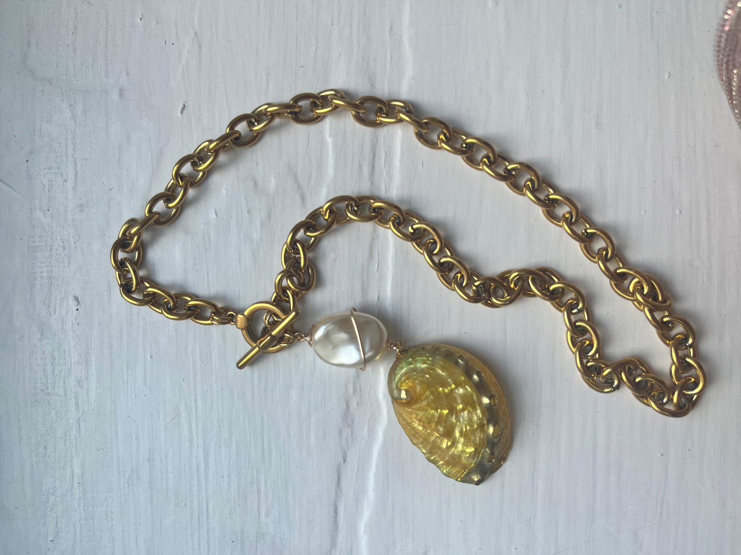 Yellow shell necklace