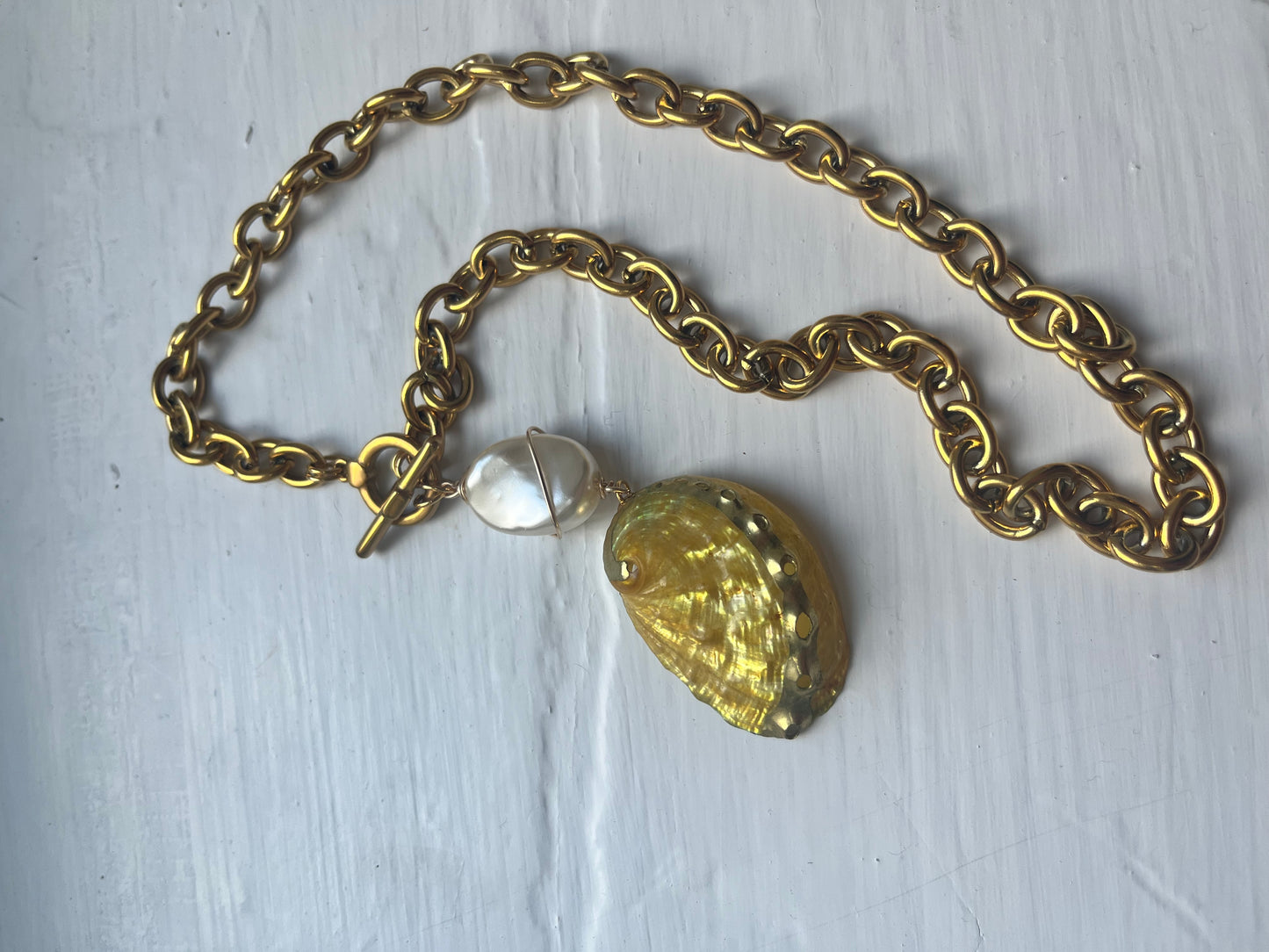 Yellow shell necklace