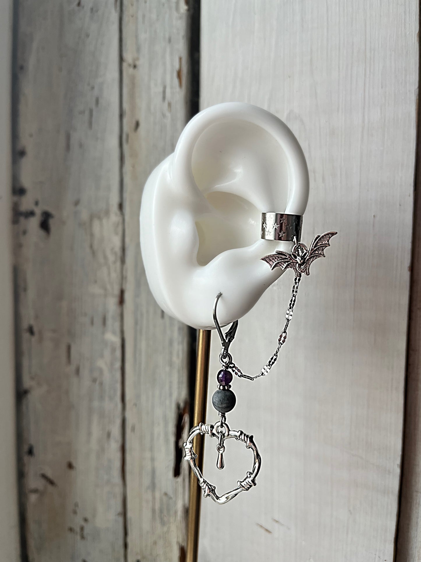 Bat and barbed wire earring cuff