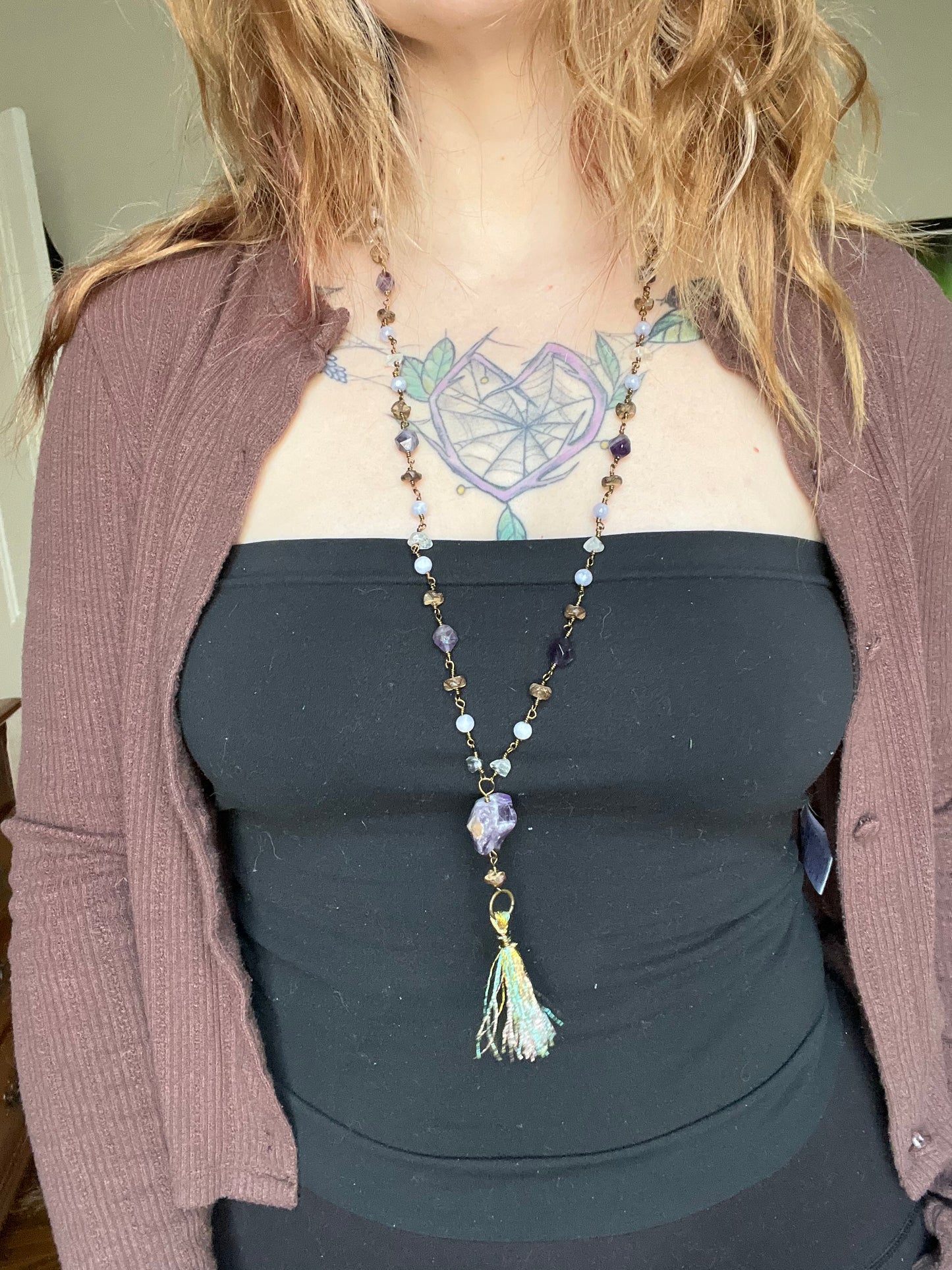 Amethyst tassel necklace