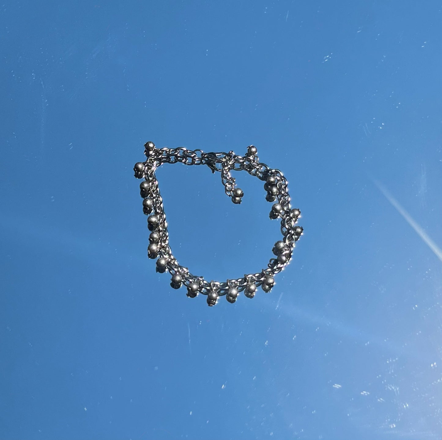 Silver ball anklet