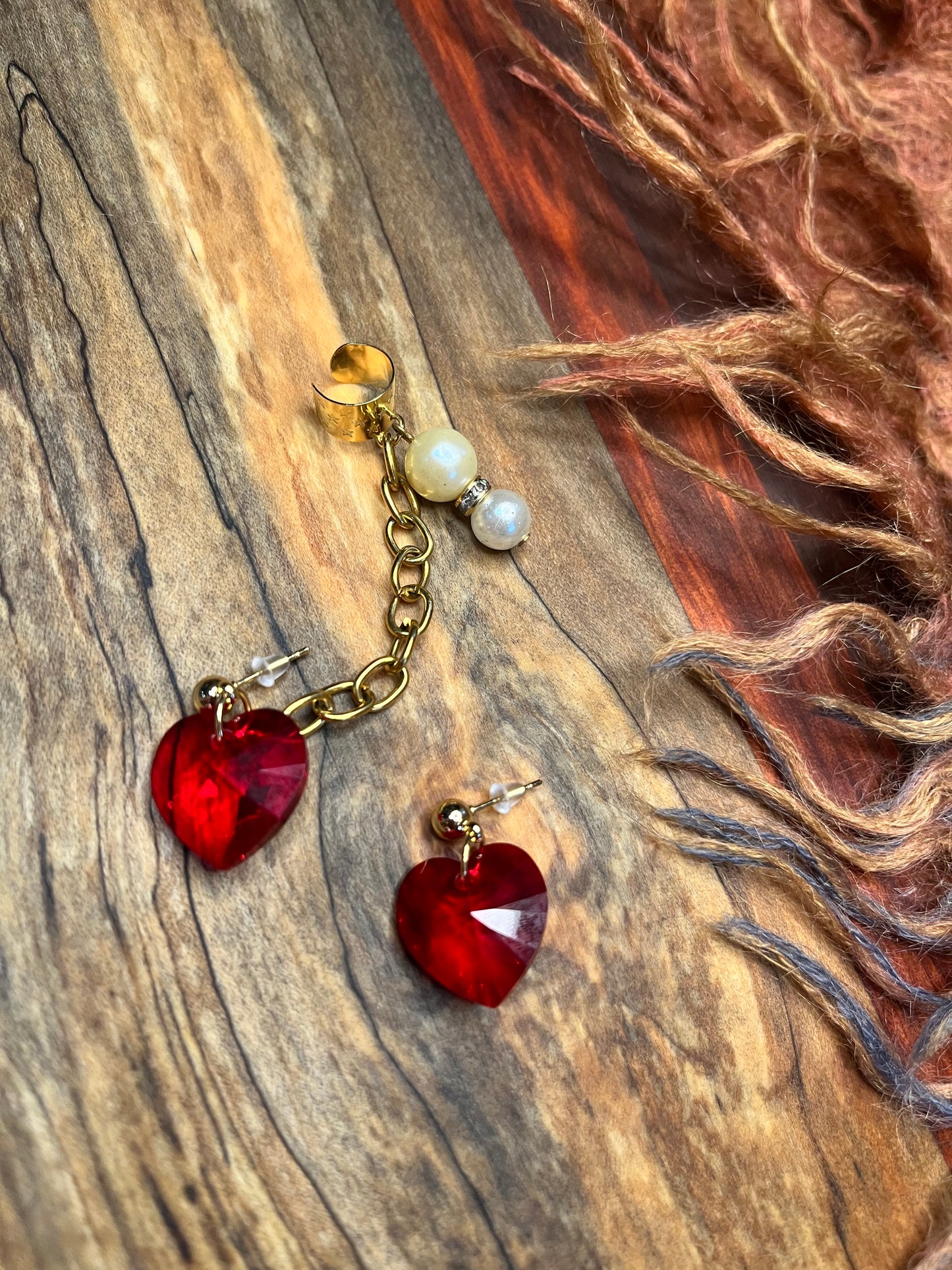 Regal heart cuff earrings