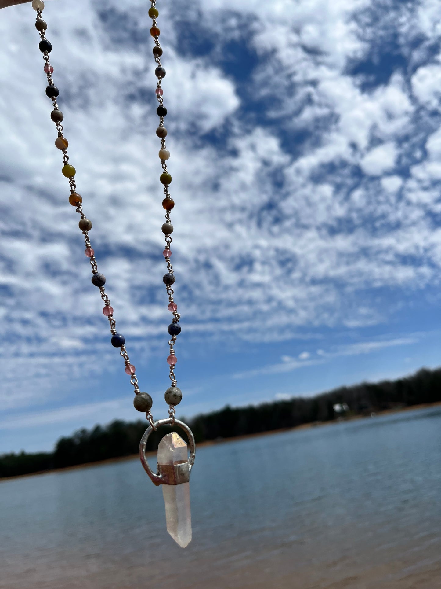 Titanium quartz necklace