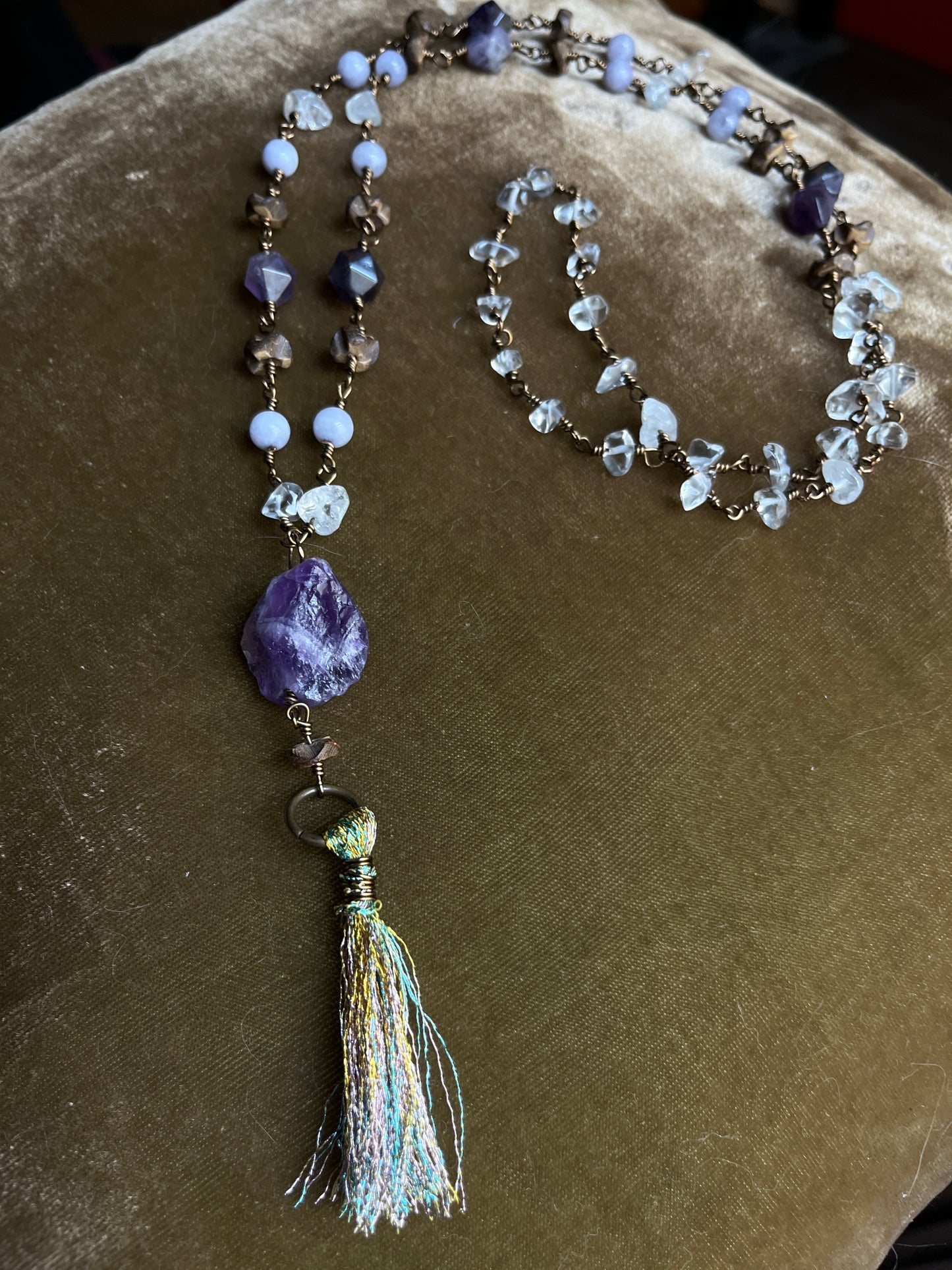 Amethyst tassel necklace
