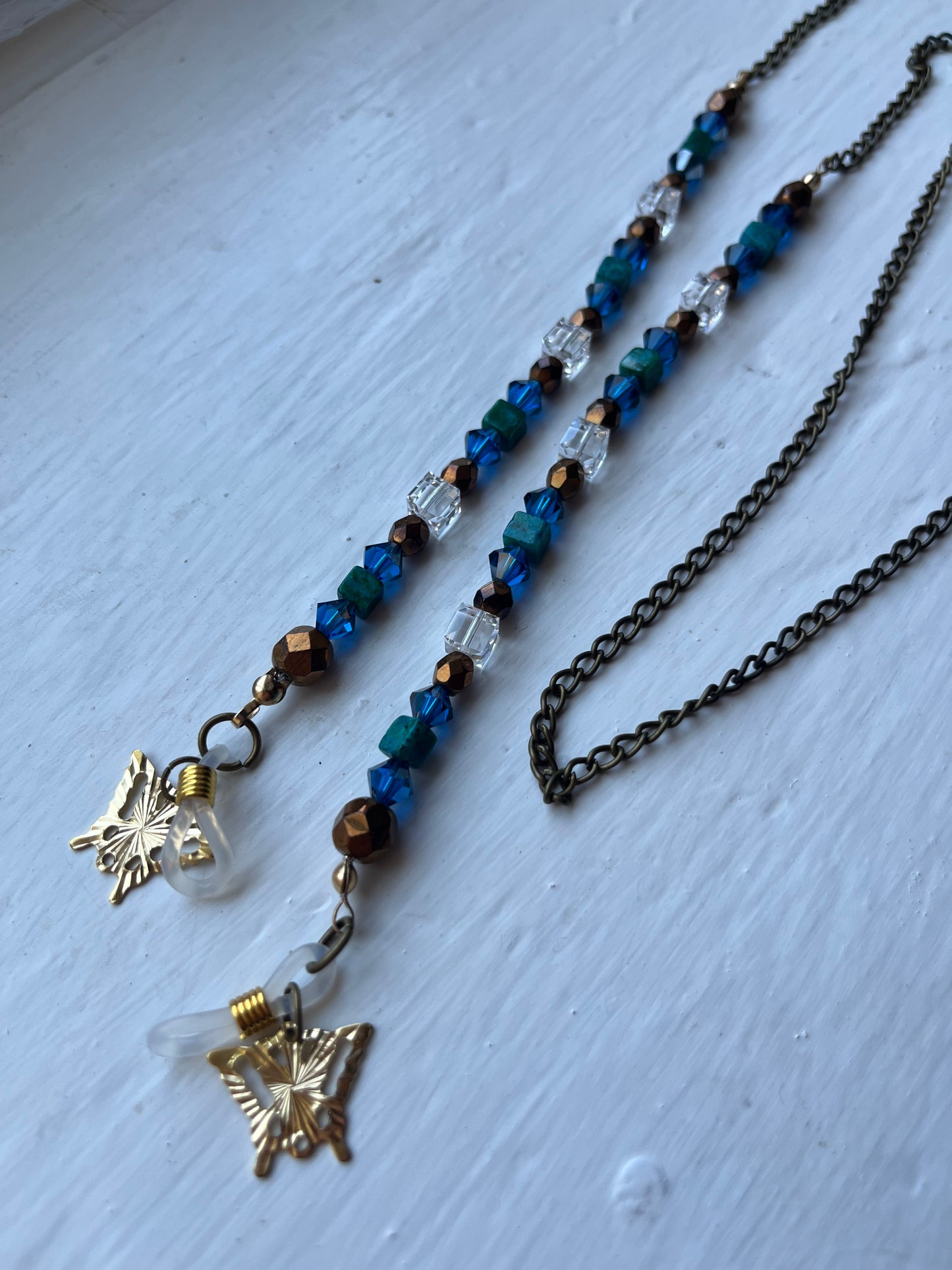 Gold butterfly glasses chain