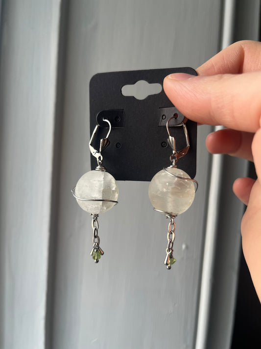 Quartz orb earrings