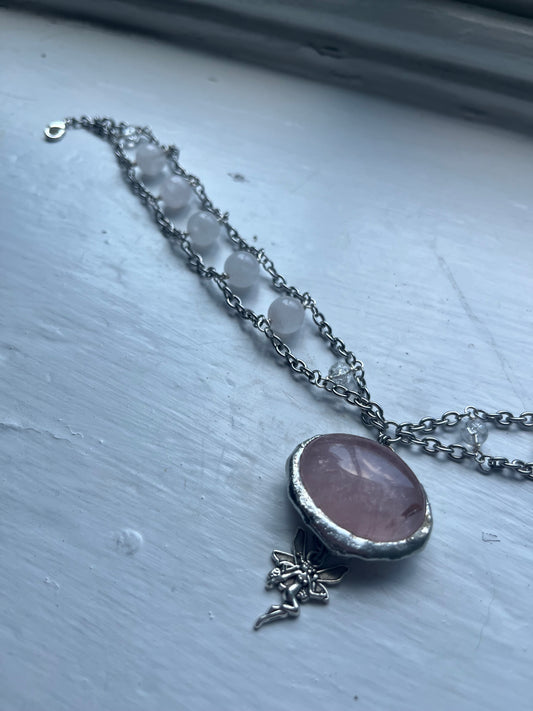 Rose quartz fairy necklace