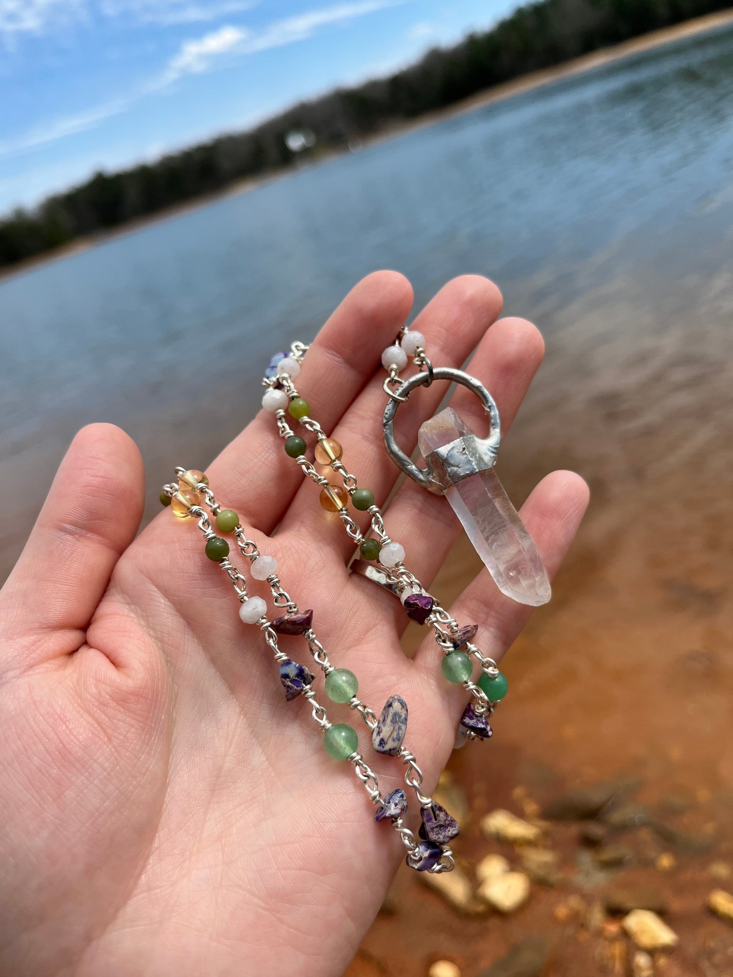 Titanium quartz necklace