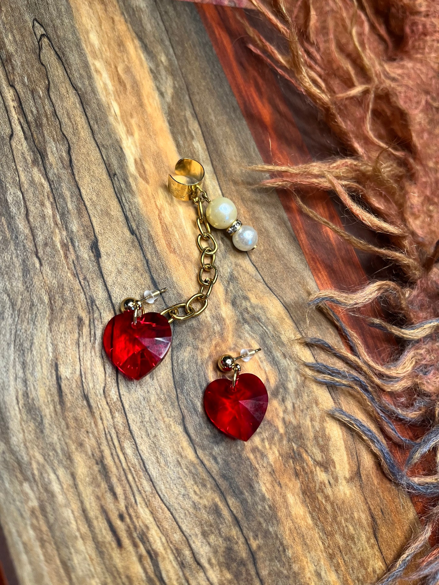 Regal heart cuff earrings