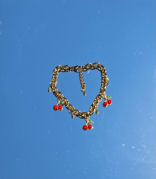 Triple cherry anklet