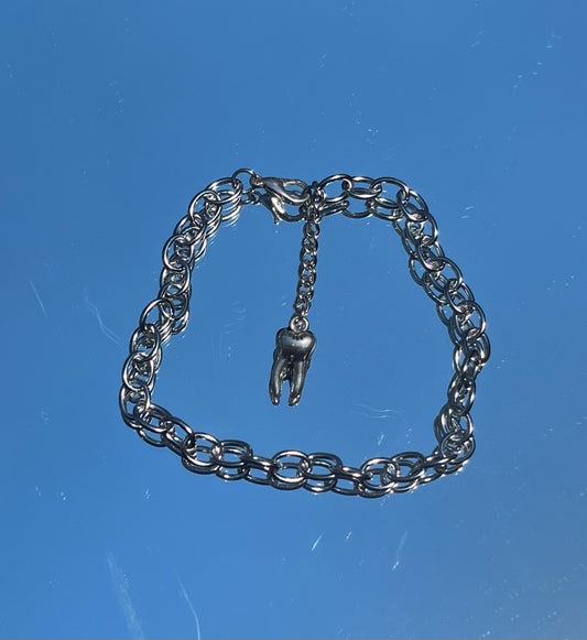 Silver tooth anklet